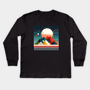 Minimalist abstract geometric landscape Kids Long Sleeve T-Shirt